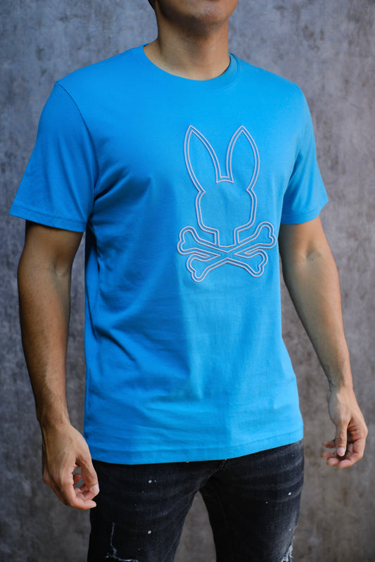 Camiseta PSY Azul Logo Bordado gris