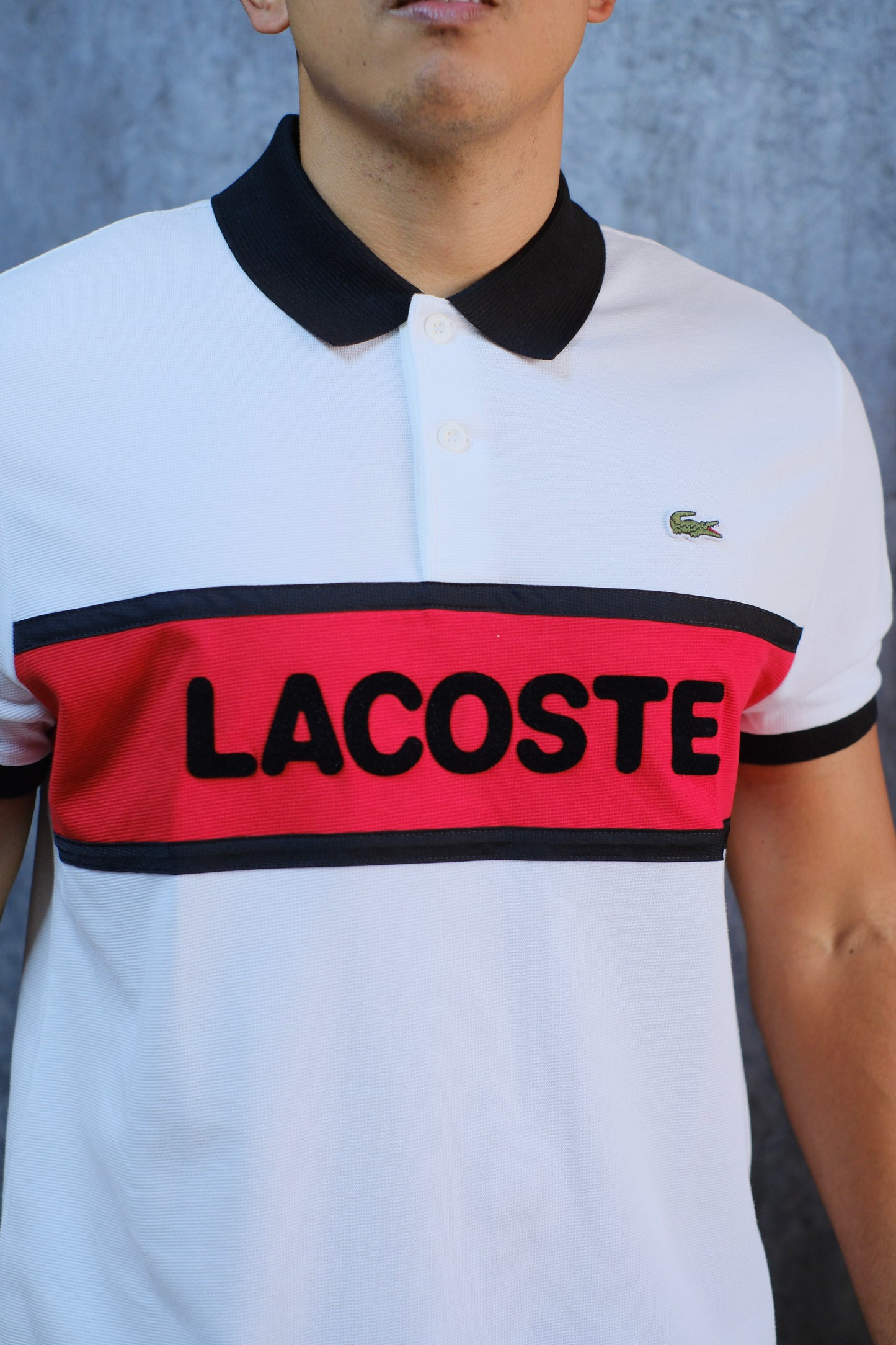 Polo LAC Blanca Linea Roja Regular Fit
