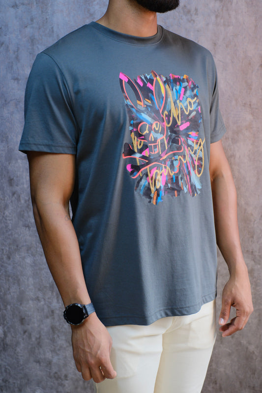camiseta PSY Verde Logo Naranja